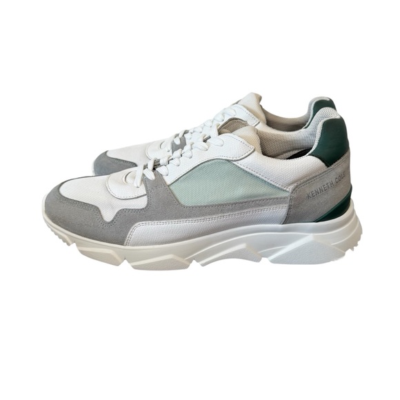 Kenneth Cole NY Men's Chunky Sole Sneakers White Gray Green Cool Max Size 10 - Picture 1 of 13